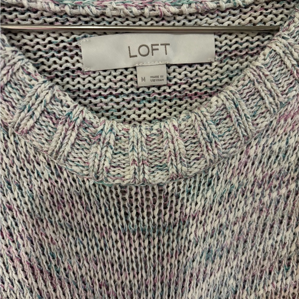 LOFT Women's Sweater - Light Pink and Gray - Picture 2 of 4